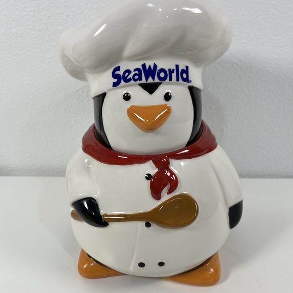 Rare Vintage Seaworld Parks & Entertainment Chef Penguin Ceramic Cookie Jar - Picture 4 of 10